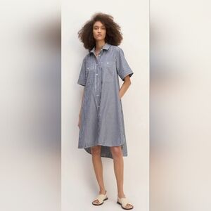 Everlane The Daytripper Shirt Dress in Nautical Blue and White Stripe Small
